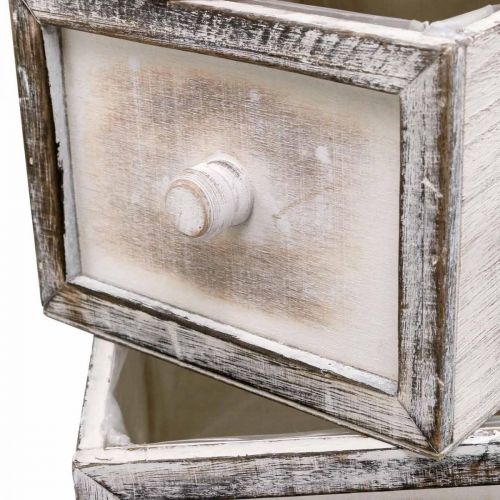 Product Planter wooden drawer antique look cream 24/20/16/12cm set of 4
