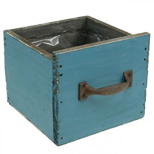 Floristik24 Plant drawer blue wood decoration shabby chic 12.5×12.5×11cm
