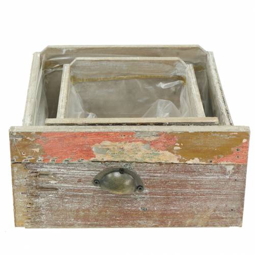 Floristik24 Planter wooden drawer antique for planting 20cm / 15cm
