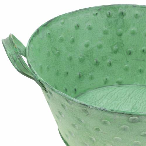 Floristik24 Decorative Bowl Planter Metal Green Washed Ø24cm H10cm