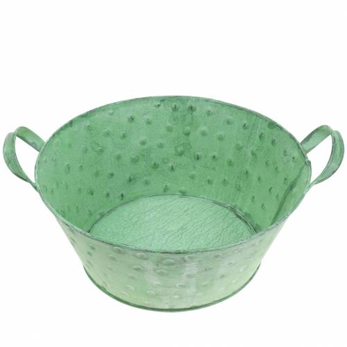 Floristik24 Decorative Bowl Planter Metal Green Washed Ø24cm H10cm
