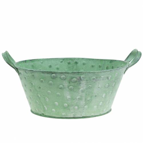 Floristik24 Decorative Bowl Planter Metal Green Washed Ø24cm H10cm