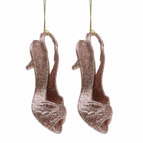 Christmas tree decorations pumps pink, glitter 12cm 12pcs