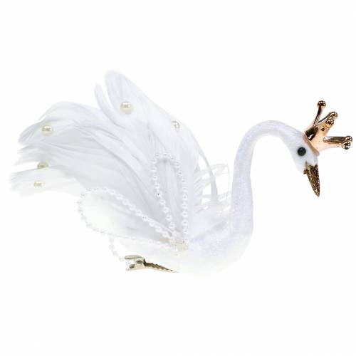 Floristik24 Christmas tree decorations swan with crown and feather 14cm