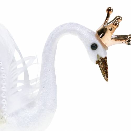Floristik24 Christmas tree decorations swan with crown and feather 14cm