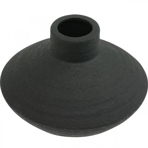 Product Black ceramic vase decorative vase flat bulbous H10cm