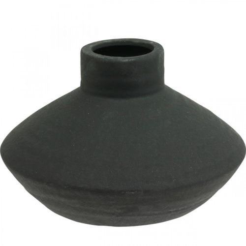 Product Black ceramic vase decorative vase flat bulbous H12.5cm