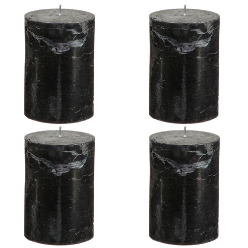 Product Elegant black pillar candles, solid color, 70x100mm, 4 pieces - decoration, Christmas, Halloween