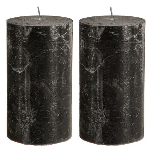 Product Black pillar candles 85×150mm 2pcs, dyed throughout, elegant for decoration & ambience