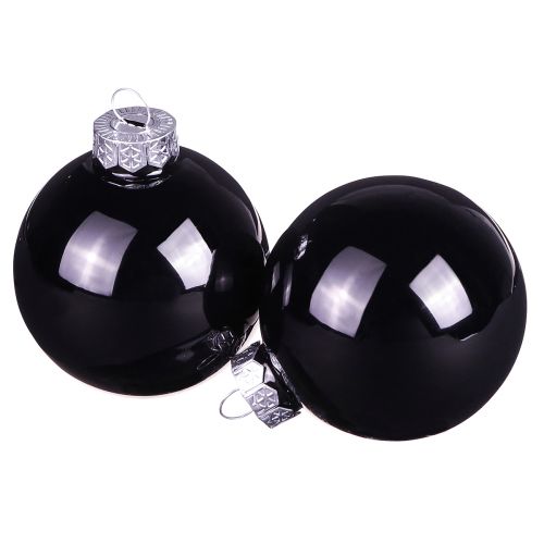 Black Christmas balls glass tree balls Ø6cm 24 pcs