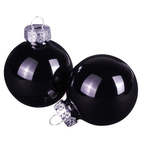 Product Black Christmas balls glass mini gloss Ø3cm 22 pcs
