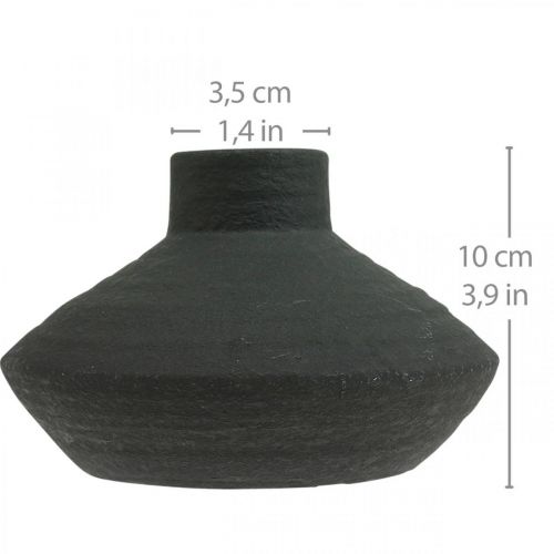 Floristik24 Black ceramic vase decorative vase flat bulbous H10cm