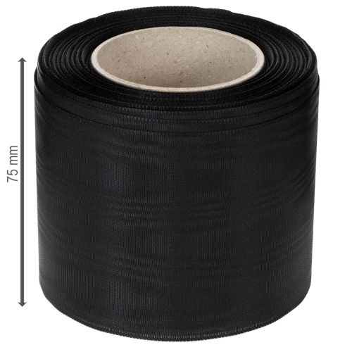 Black wreath ribbon 75mm 25m - acetate mourning ribbon for ribbon printing &amp; decoration | Floristik24.ie