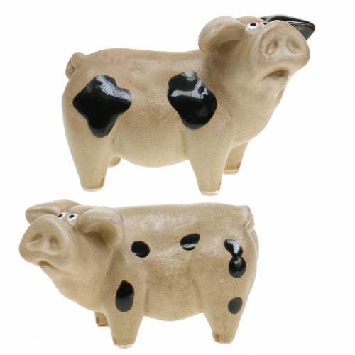Floristik24 Pig spotted ceramic 11cm set of 2