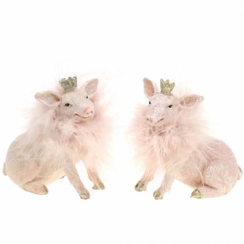 Floristik24 Decorative figure pig lucky charms 9cm 2pcs