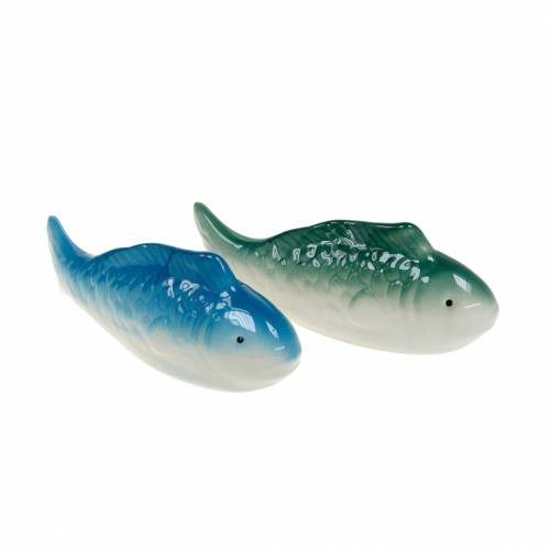 Floristik24 Swimming fish blue/green ceramic 11.5cm 2pcs