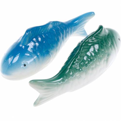 Floristik24 Swimming fish blue/green ceramic 16cm 2pcs