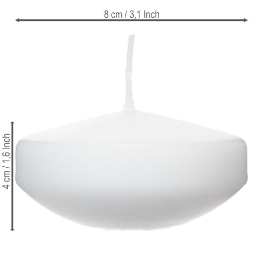 Product Floating candle for romantic evenings or festive decoration, also suitable for outdoor use. 8cm, 8h, 8pcs