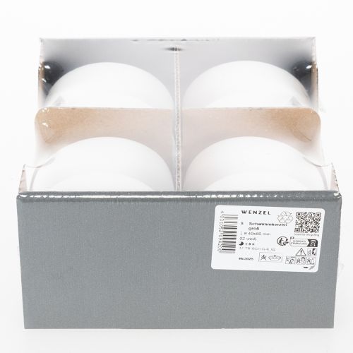 Product Floating candle for romantic evenings or festive decoration, also suitable for outdoor use. 8cm, 8h, 8pcs