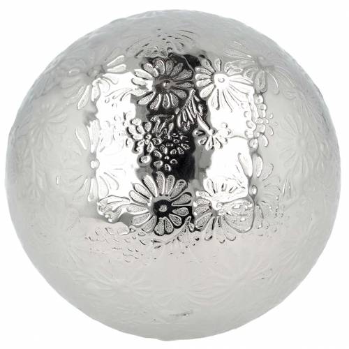 Floating ball flowers silver metal Ø10cm