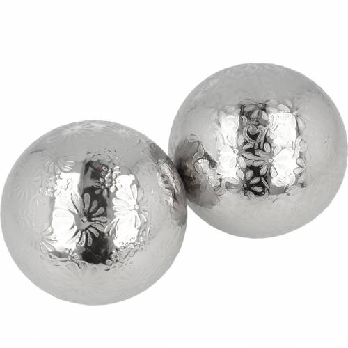 Floristik24 Floating ball flowers silver metal Ø8cm assorted 4pcs