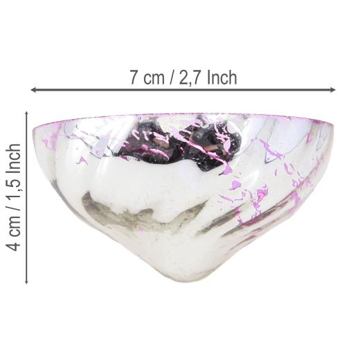 Product Floating bowl tealight holder glass silver purple Ø7cm 3pcs