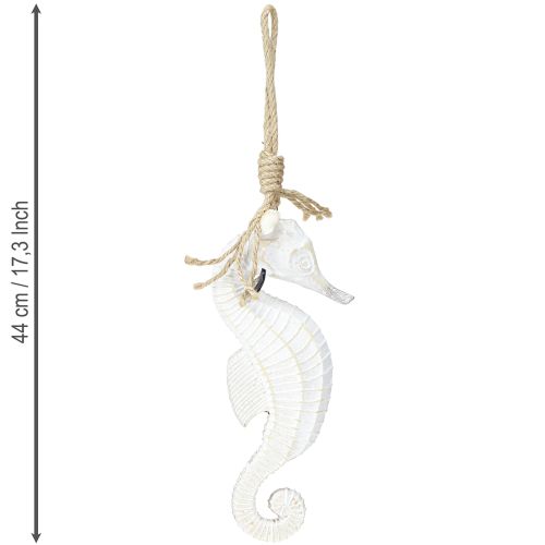 Product Seahorse Decoration for Hanging White Washed 27cm