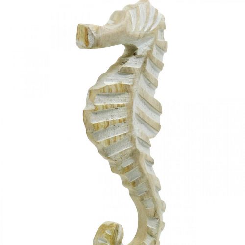 Floristik24 Seahorse made of wood, maritime decoration, decorative figure sea animal natural color, white H35cm