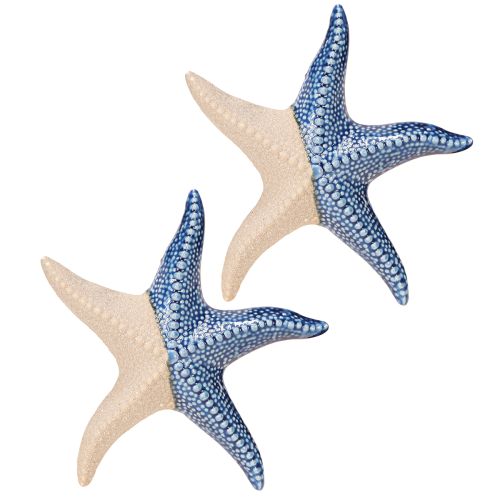 Floristik24 Starfish Porcelain Sand Blue Table Decoration Maritime Ø15cm 2pcs