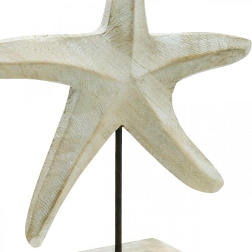 Floristik24 Starfish made of wood, decorative sculpture maritime, sea decoration natural colors, white H28cm