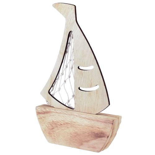 Product Sailboat Decoration Stand Wood Natural Light Blue 25.5×16.5cm 3 pcs