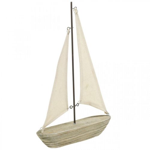 Floristik24 Decorative wooden sailboat, maritime decoration, decorative ship shabby chic, natural colors, white H29cm L18cm
