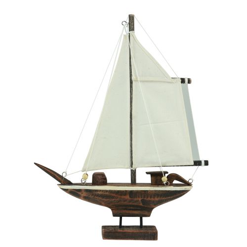 Sailing boat decoration ship pine wood brown 32×5×41cm