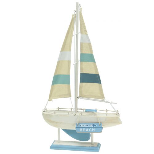 Product Deco wooden sailboat blue, white H41.5cm