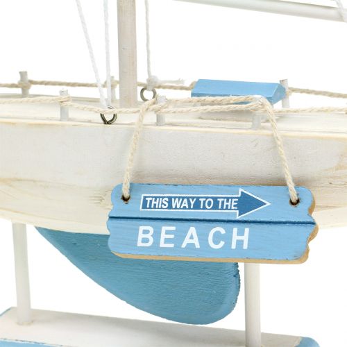 Floristik24 Deco wooden sailboat blue, white H41.5cm
