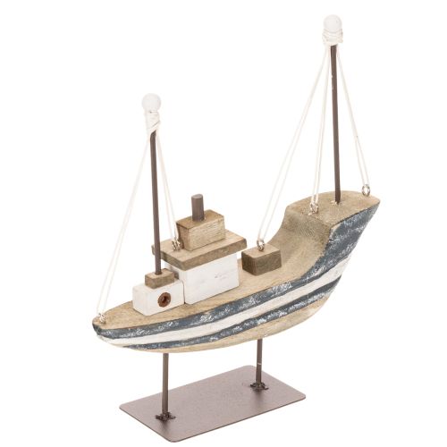 Ship decoration, maritime style, wooden with stand, 20cm | Floristik24.ie