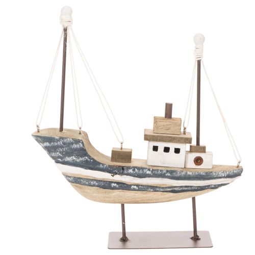 Ship decoration, maritime style, wooden with stand, 20cm | Floristik24.ie