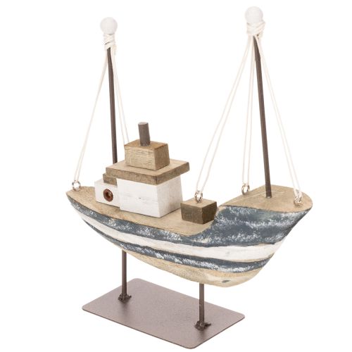 Ship decoration, maritime style, wooden with stand, 20cm | Floristik24.ie