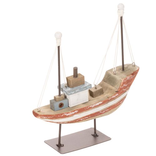 Decorative wooden boat model for windowsill 20cm | Floristik24.ie