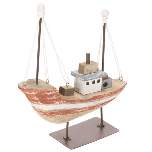 Decorative wooden boat model for windowsill 20cm | Floristik24.ie