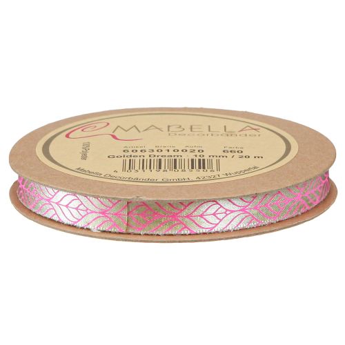 Product Silk Ribbon Leaves Gift Ribbon Beige Pink 10mm 20m