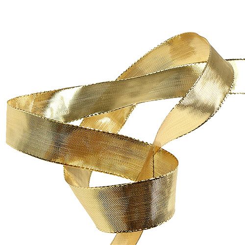 Product Gift ribbon gold with wire edge 25mm 25m