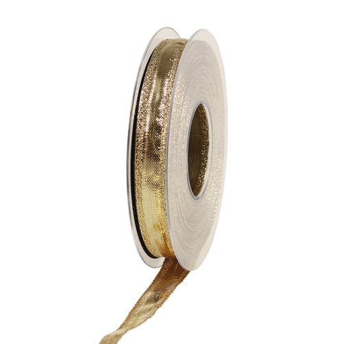 Ribbon with wire edge gold 15mm 25m