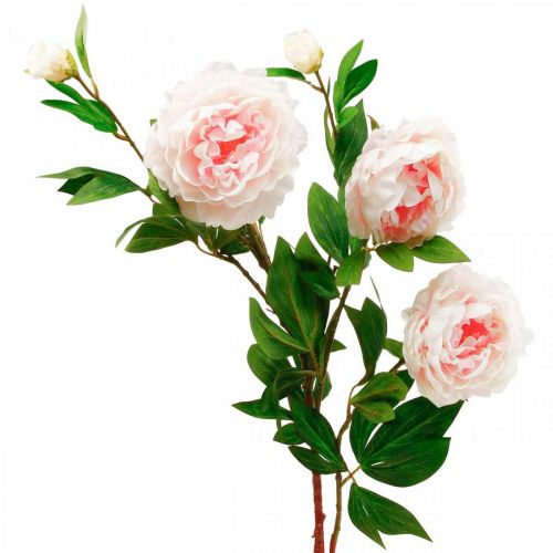 Floristik24 Silk flower peony artificial light pink, white 135cm