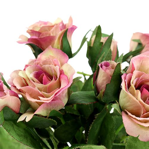 Silk fabric flowers rose bouquet L26cm old rose 3pcs | Floristik24.ie