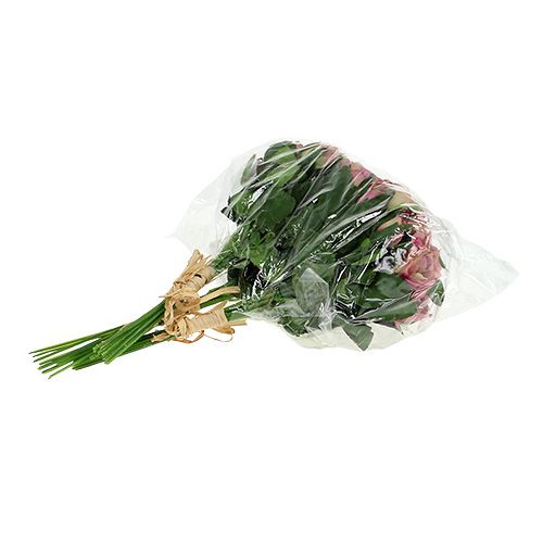 Silk fabric flowers rose bouquet L26cm old rose 3pcs | Floristik24.ie