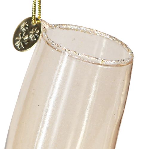 Floristik24 Champagne bottle and glass, tree decorations, anniversary, glass decorations to hang, New Year&#39;s Eve H14.5cm real glass set of 2