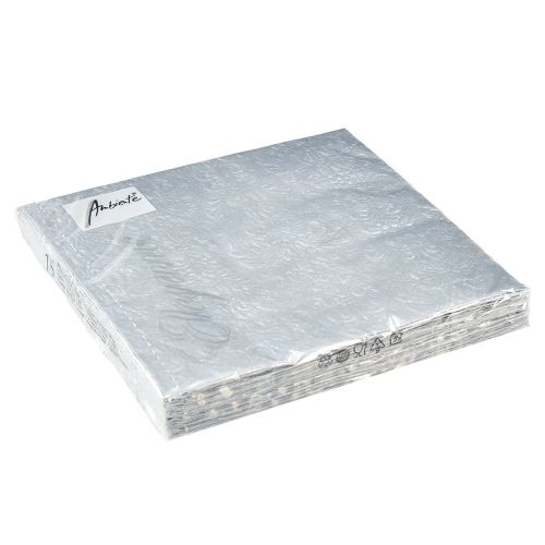 Product Napkins Color Silver Embossed Ornament 33x33cm 15pcs