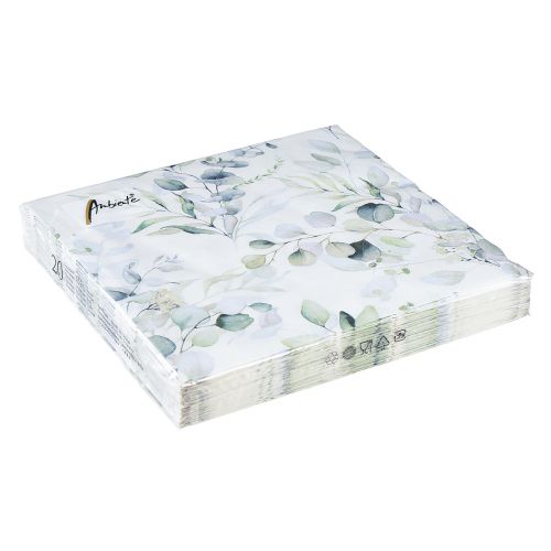 Floristik24 Napkins motif eucalyptus white green 33x33cm 20 pcs