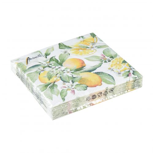 Floristik24 Napkins summer table decoration lemon decoration 25x25cm 20 pcs